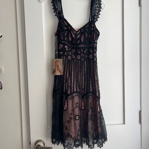Betsy Johnson black and pink lace Dress